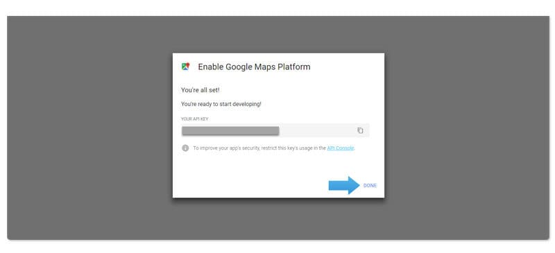 Google Maps API instruction step 7