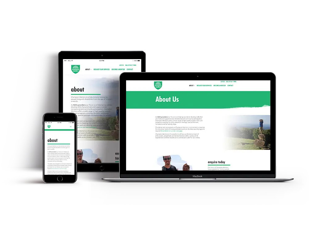 Champion Mentors all devices screenshot of website project