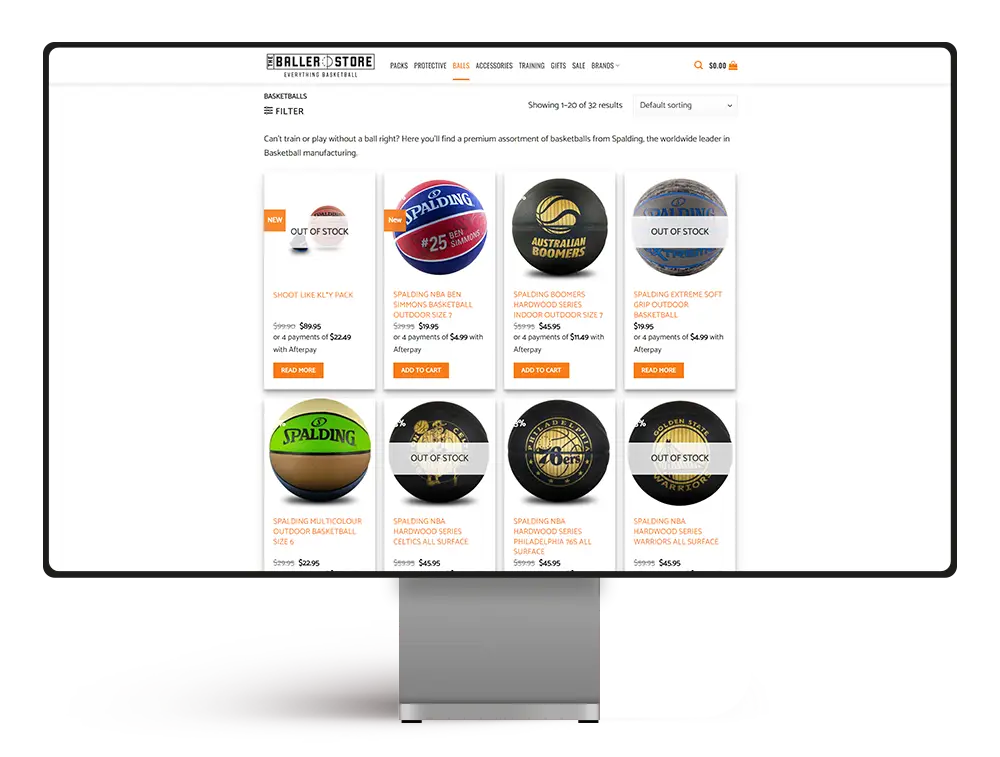 The Baller Store desktop screenshot of website project